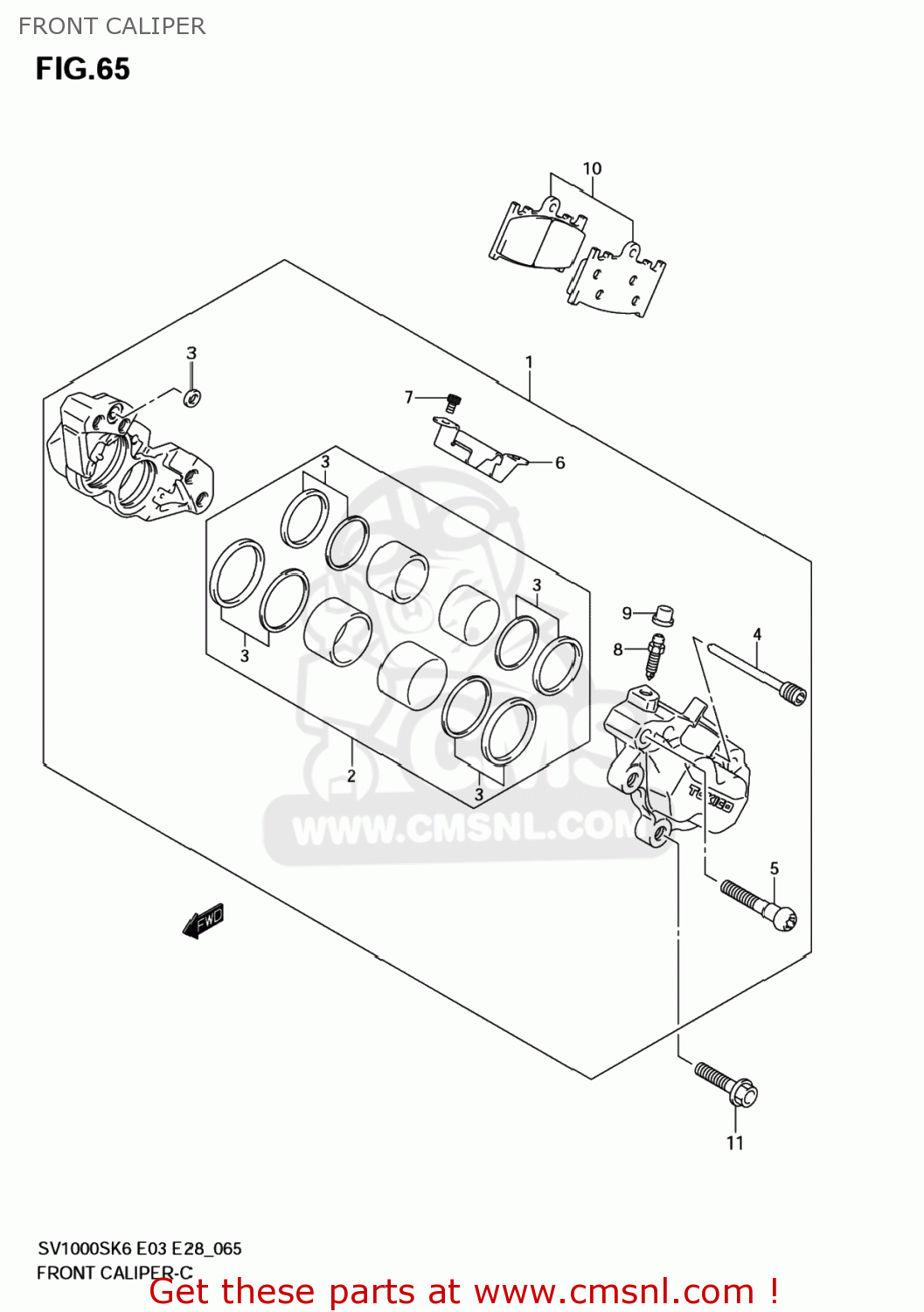 FRONT CALIPER SV1000S 2007 (K7) USA (E03)