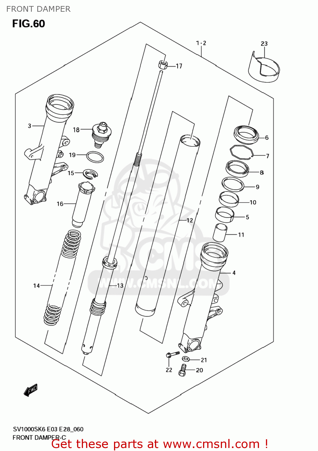 FRONT DAMPER SV1000S 2007 (K7) USA (E03)