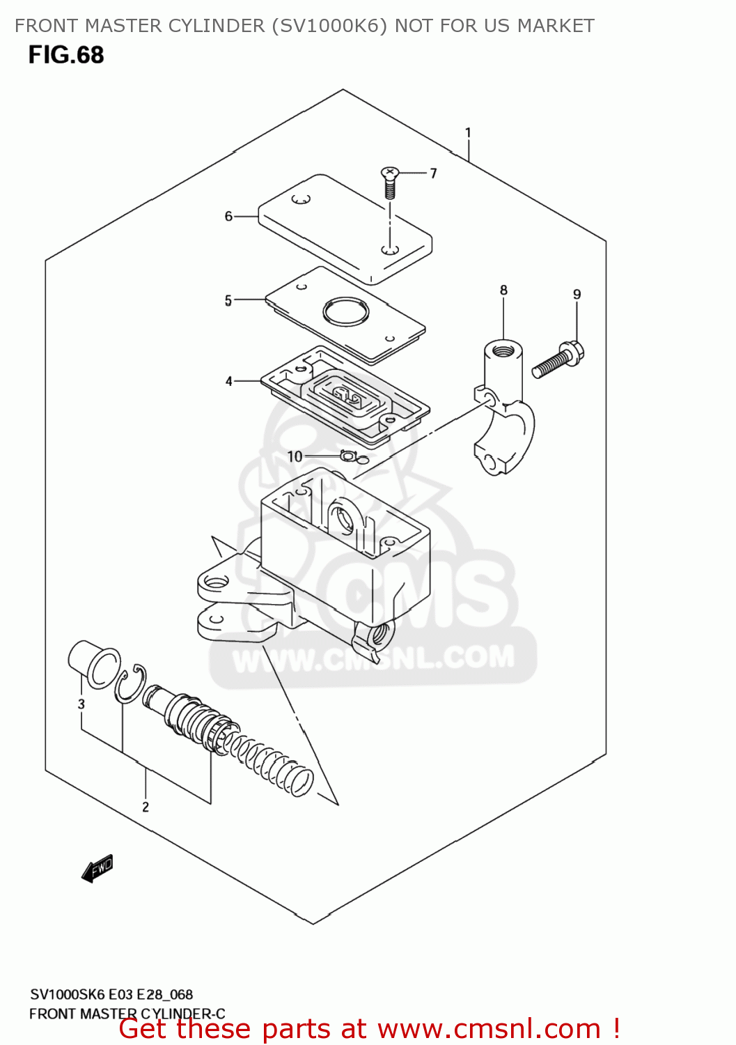 FRONT MASTER CYLINDER (SV1000K6) NOT FOR US MARKET SV1000S 2007 (K7) USA (E03)
