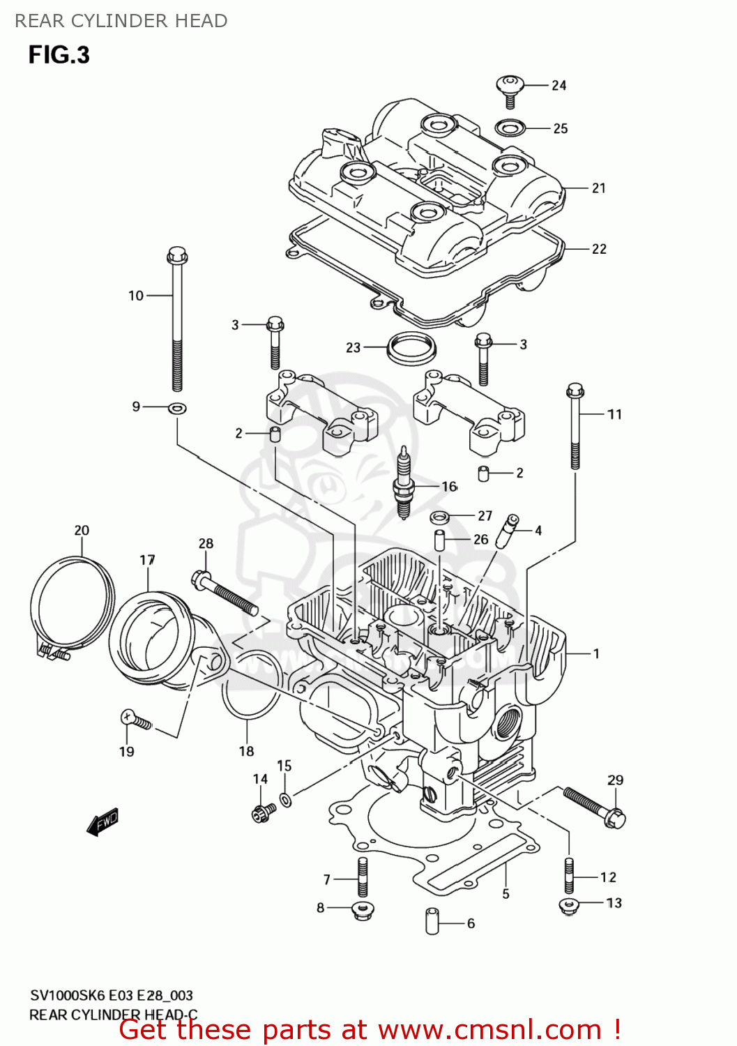 REAR CYLINDER HEAD SV1000S 2007 (K7) USA (E03)