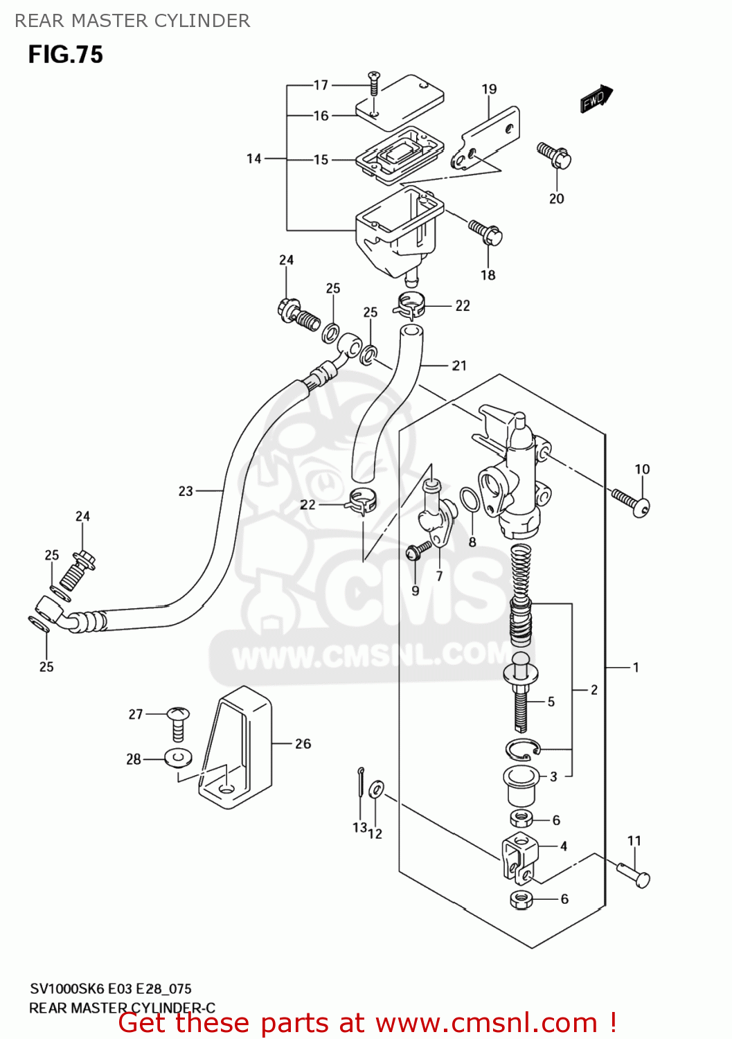 REAR MASTER CYLINDER SV1000S 2007 (K7) USA (E03)