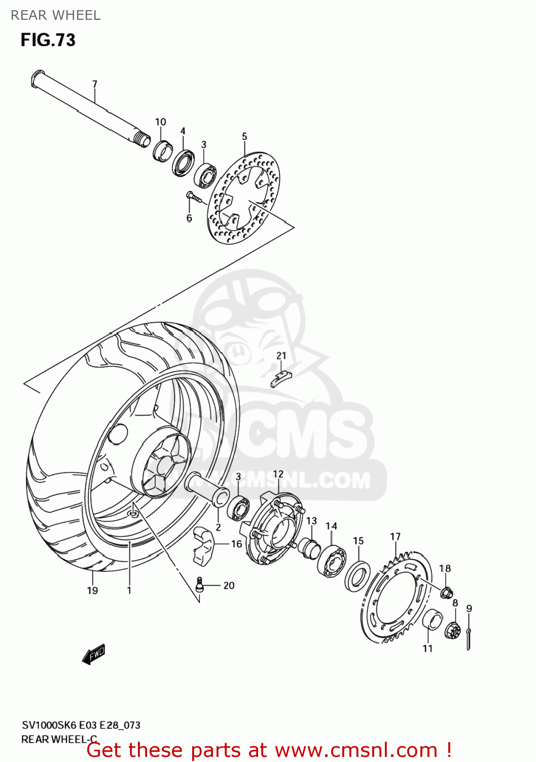 REAR WHEEL SV1000S 2007 (K7) USA (E03)