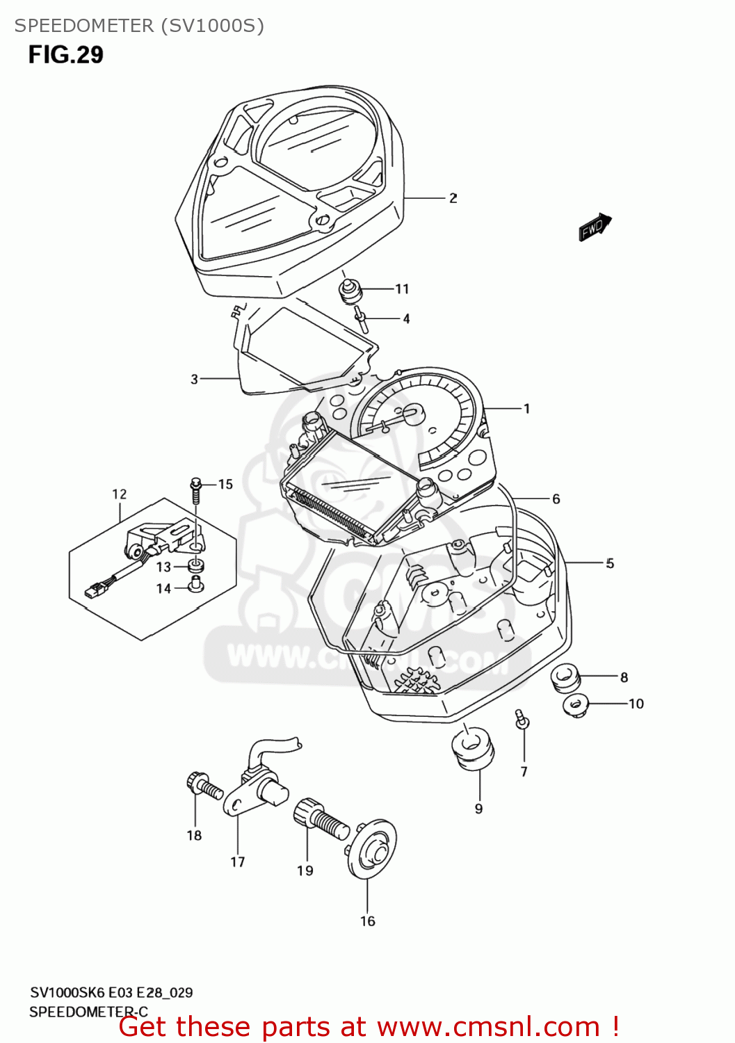SPEEDOMETER (SV1000S) SV1000S 2007 (K7) USA (E03)