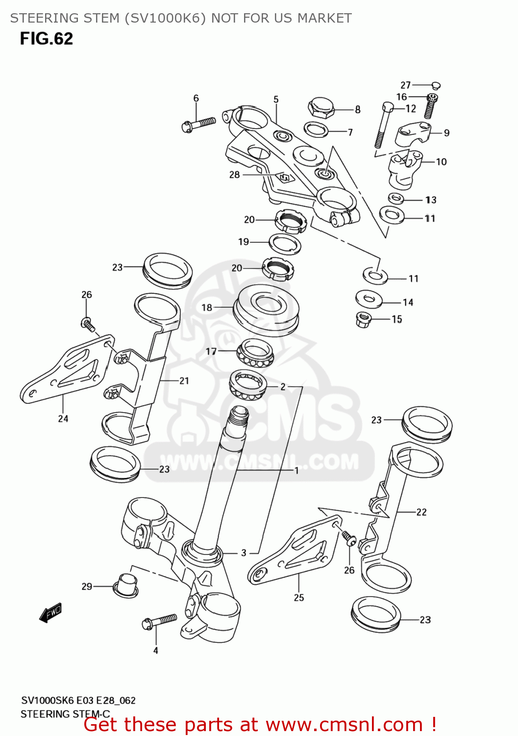 STEERING STEM (SV1000K6) NOT FOR US MARKET SV1000S 2007 (K7) USA (E03)