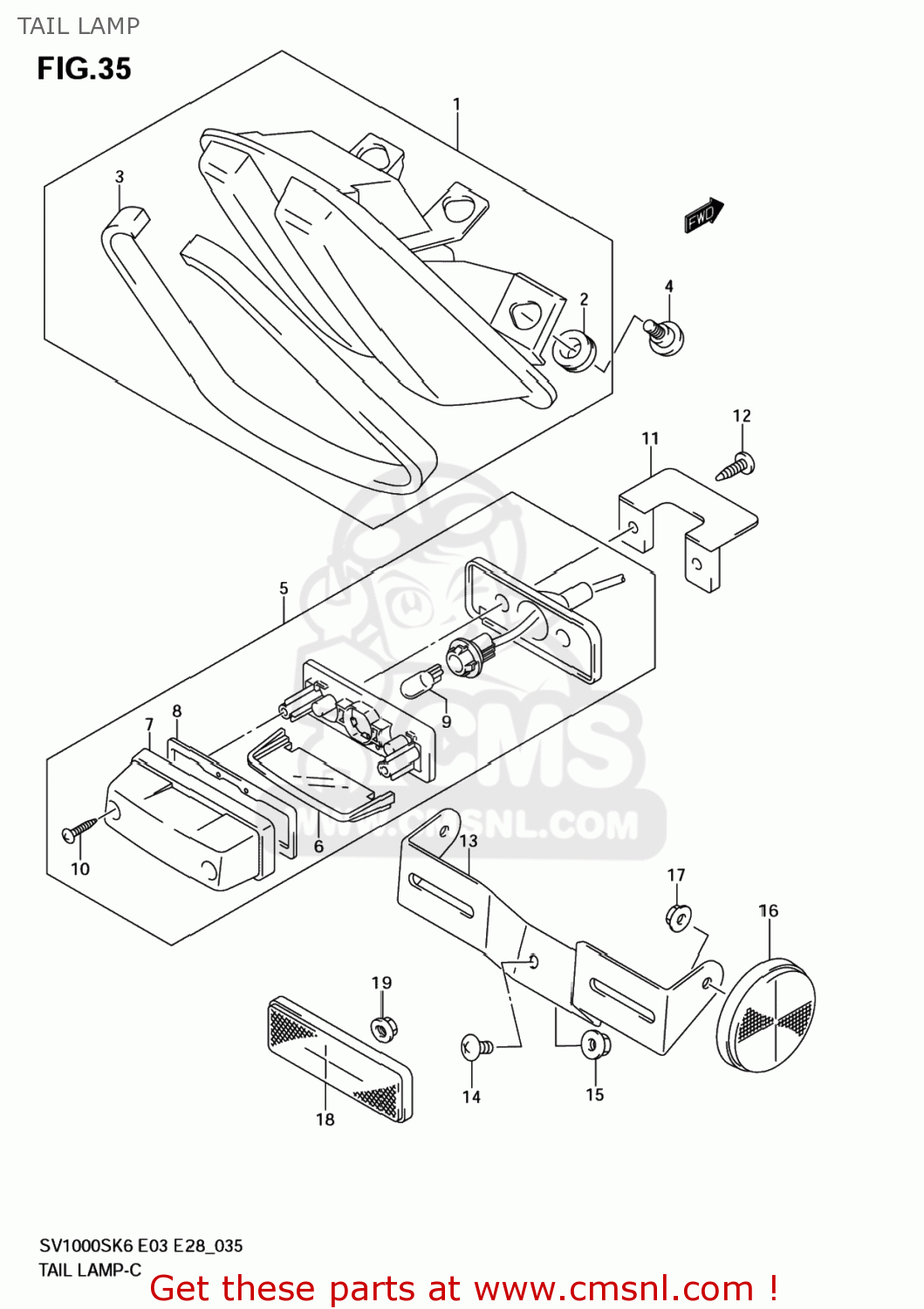TAIL LAMP SV1000S 2007 (K7) USA (E03)