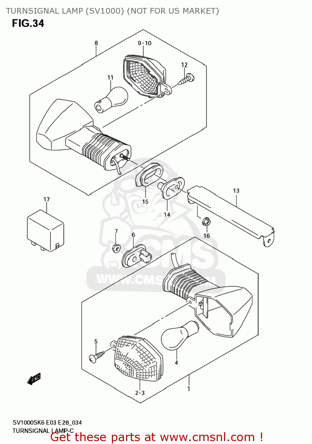 TURNSIGNAL LAMP (SV1000) (NOT FOR US MARKET) SV1000S 2007 (K7) USA (E03)