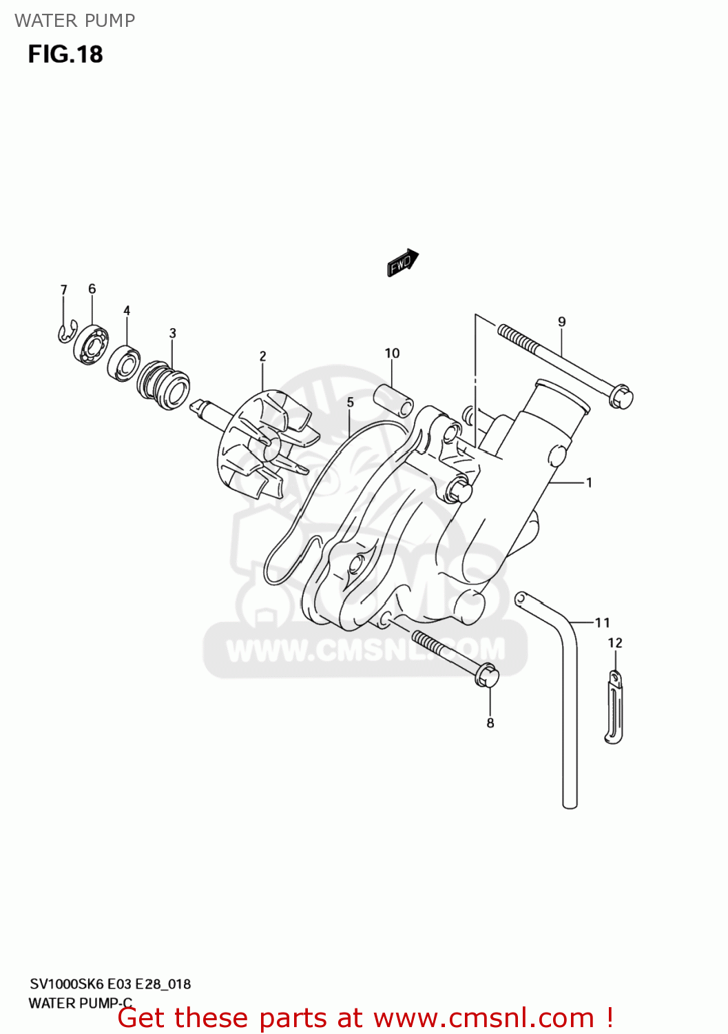 WATER PUMP SV1000S 2007 (K7) USA (E03)
