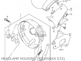 HEADLAMP HOUSING (SV1000K6 E33) - SV1000S 2007 (K7) USA (E03)