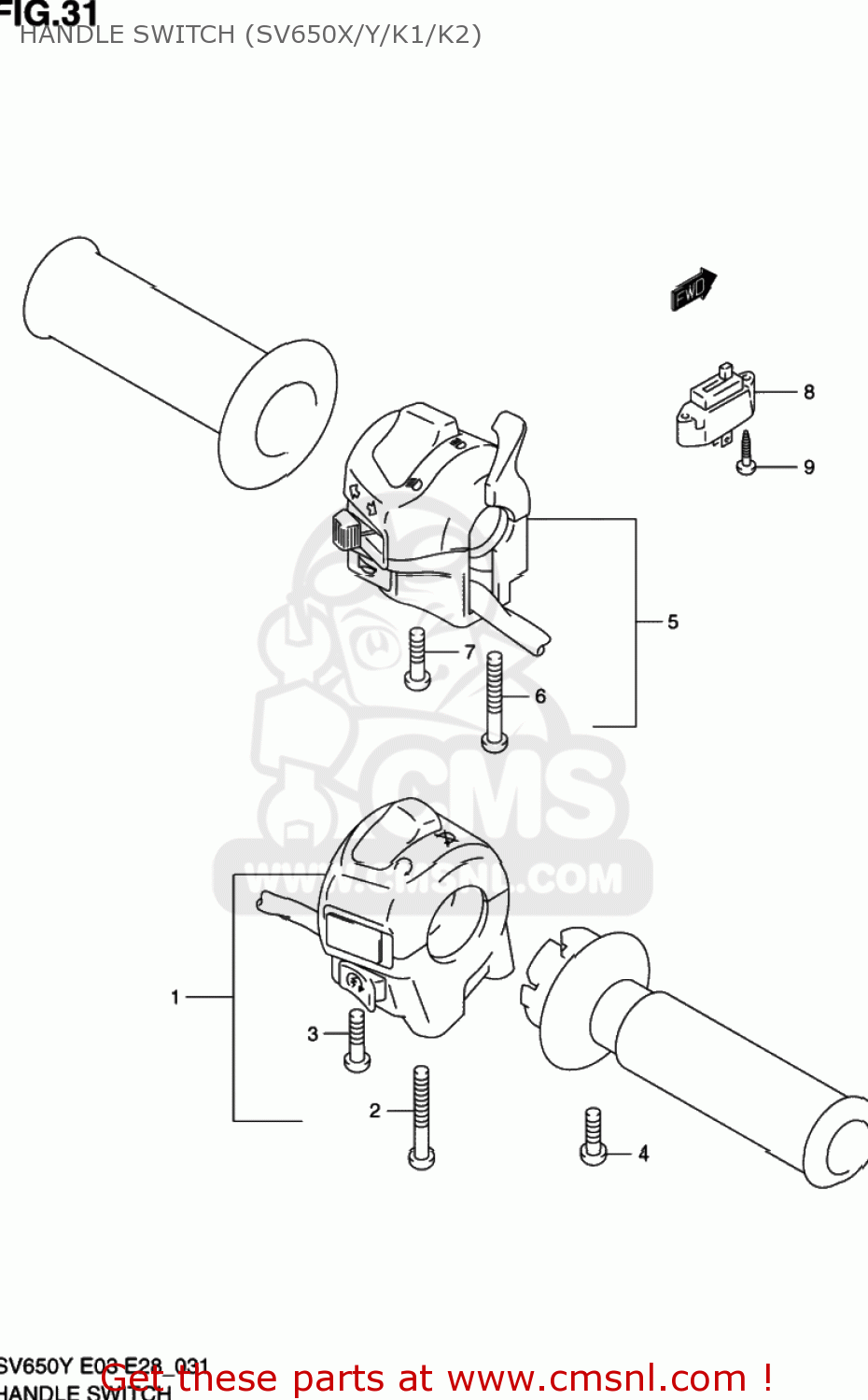 HANDLE SWITCH (SV650X/Y/K1/K2) SV650 1999 (X) USA (E03)
