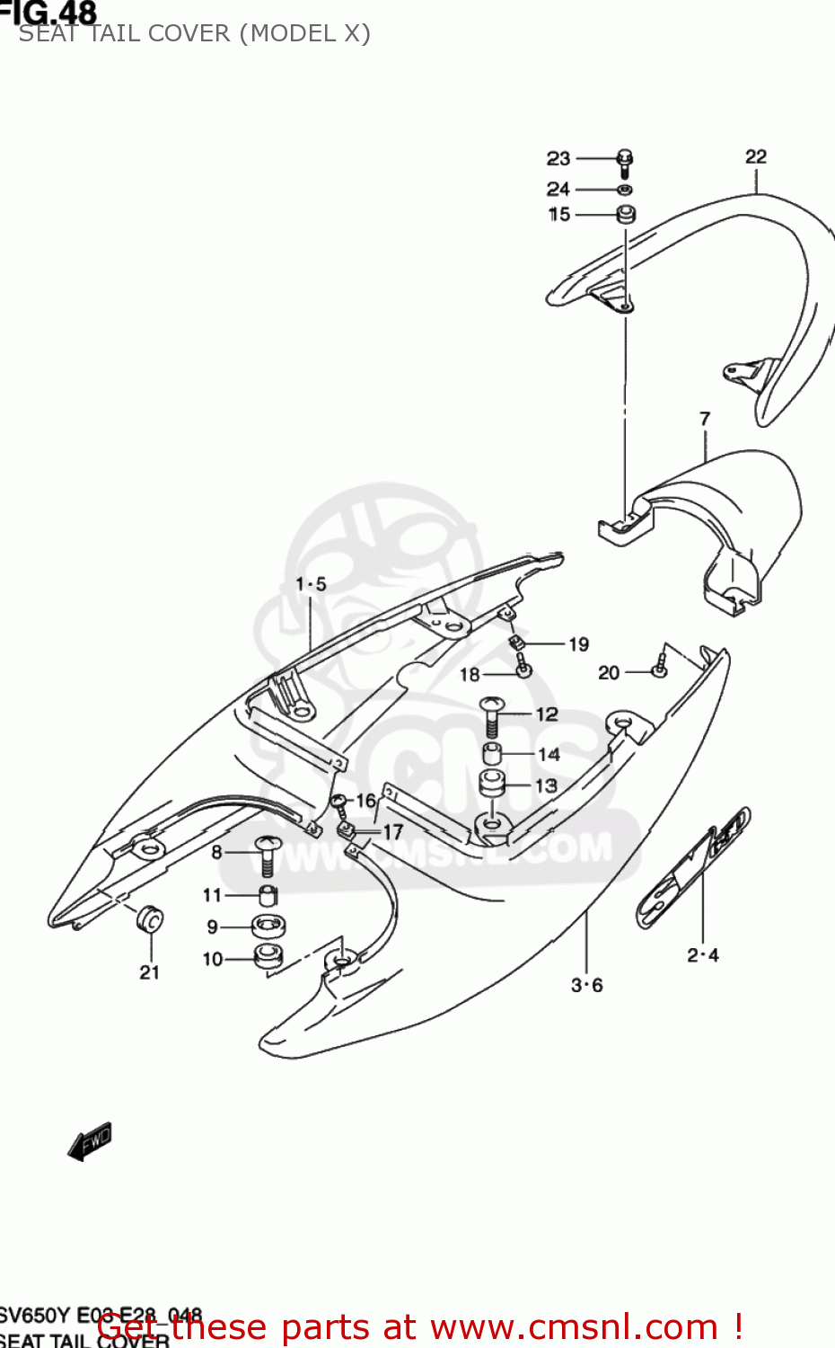 SEAT TAIL COVER (MODEL X) SV650 1999 (X) USA (E03)