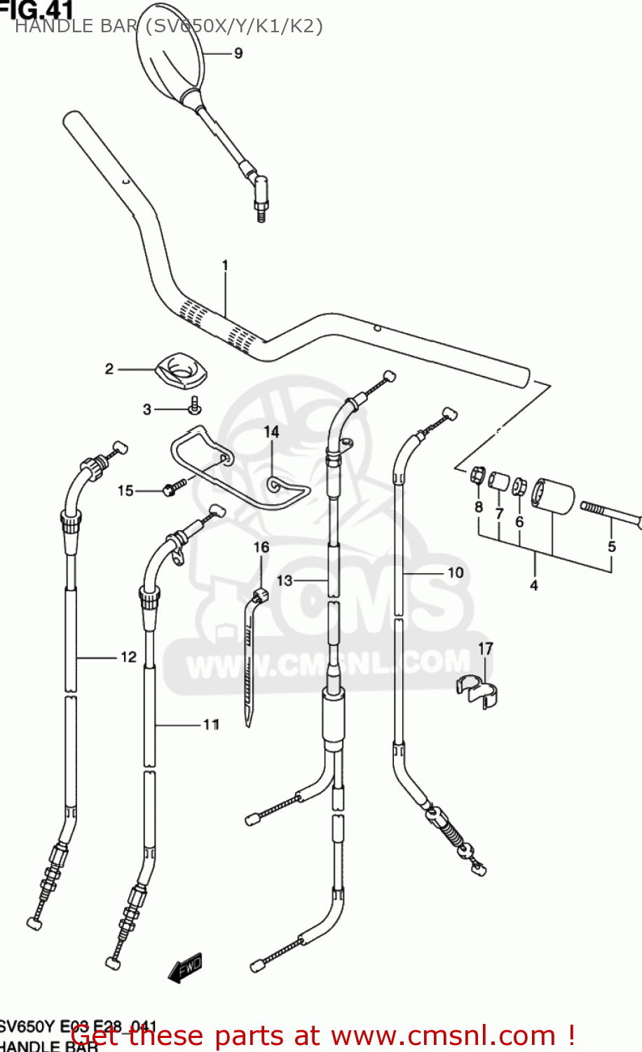 HANDLE BAR (SV650X/Y/K1/K2) SV650 2000 (Y) USA (E03)