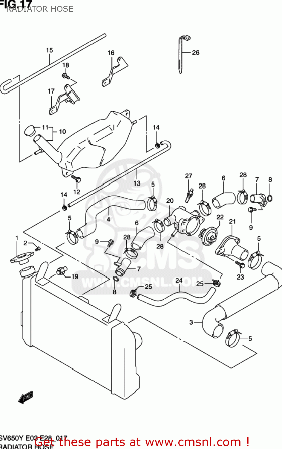 RADIATOR HOSE SV650 2000 (Y) USA (E03)