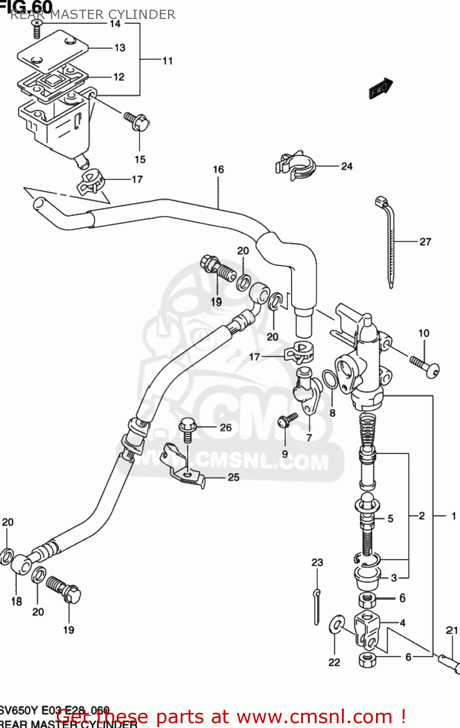 REAR MASTER CYLINDER SV650 2000 (Y) USA (E03)