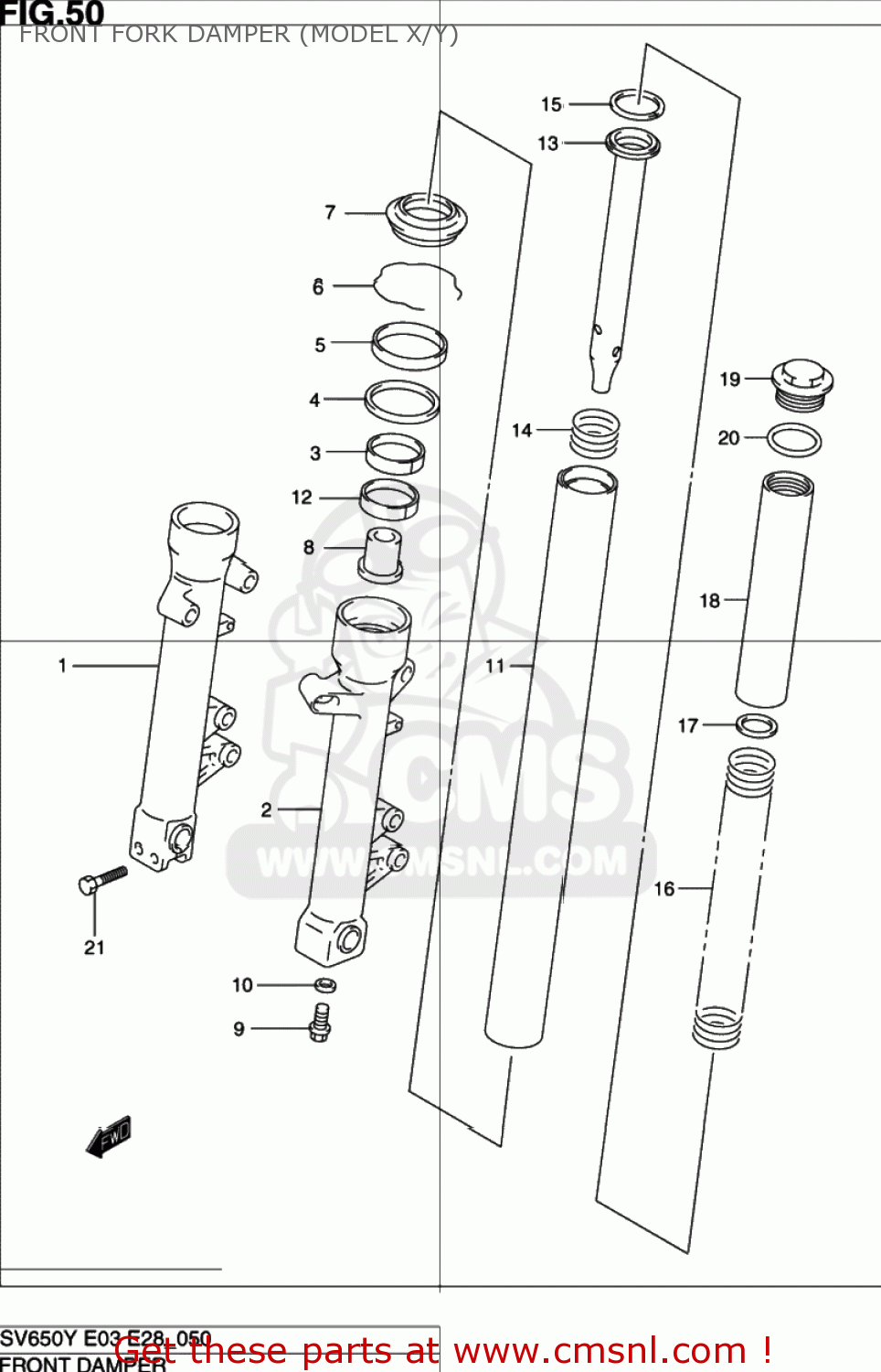 FRONT FORK DAMPER (MODEL X/Y) SV650 2001 (K1) USA (E03)