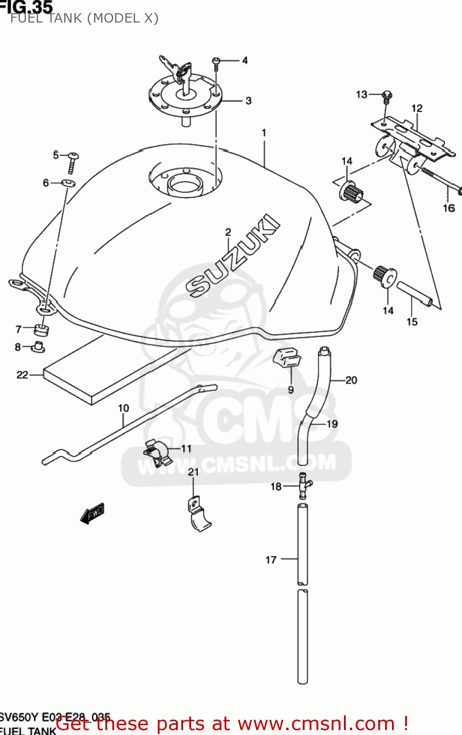 FUEL TANK (MODEL X) SV650 2001 (K1) USA (E03)