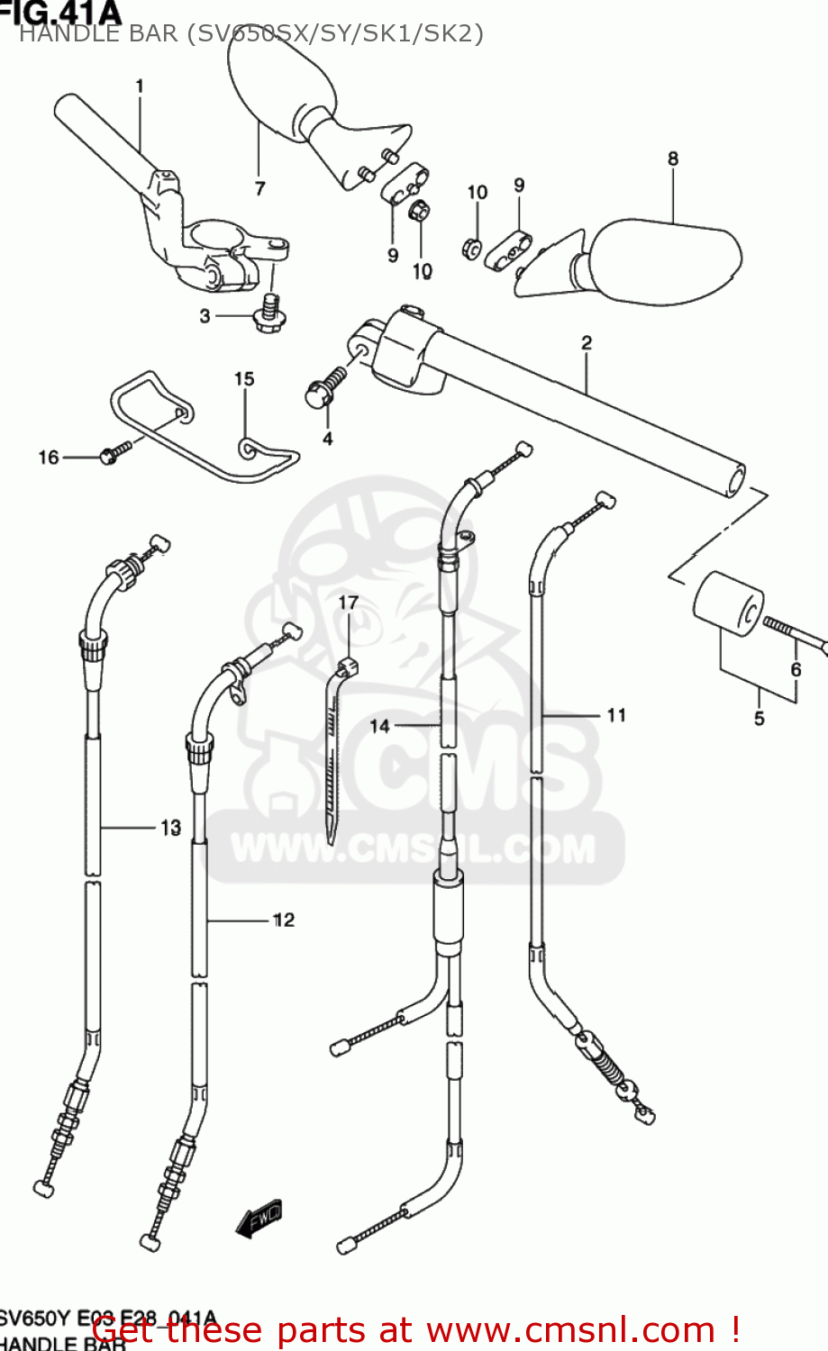 HANDLE BAR (SV650SX/SY/SK1/SK2) SV650 2001 (K1) USA (E03)