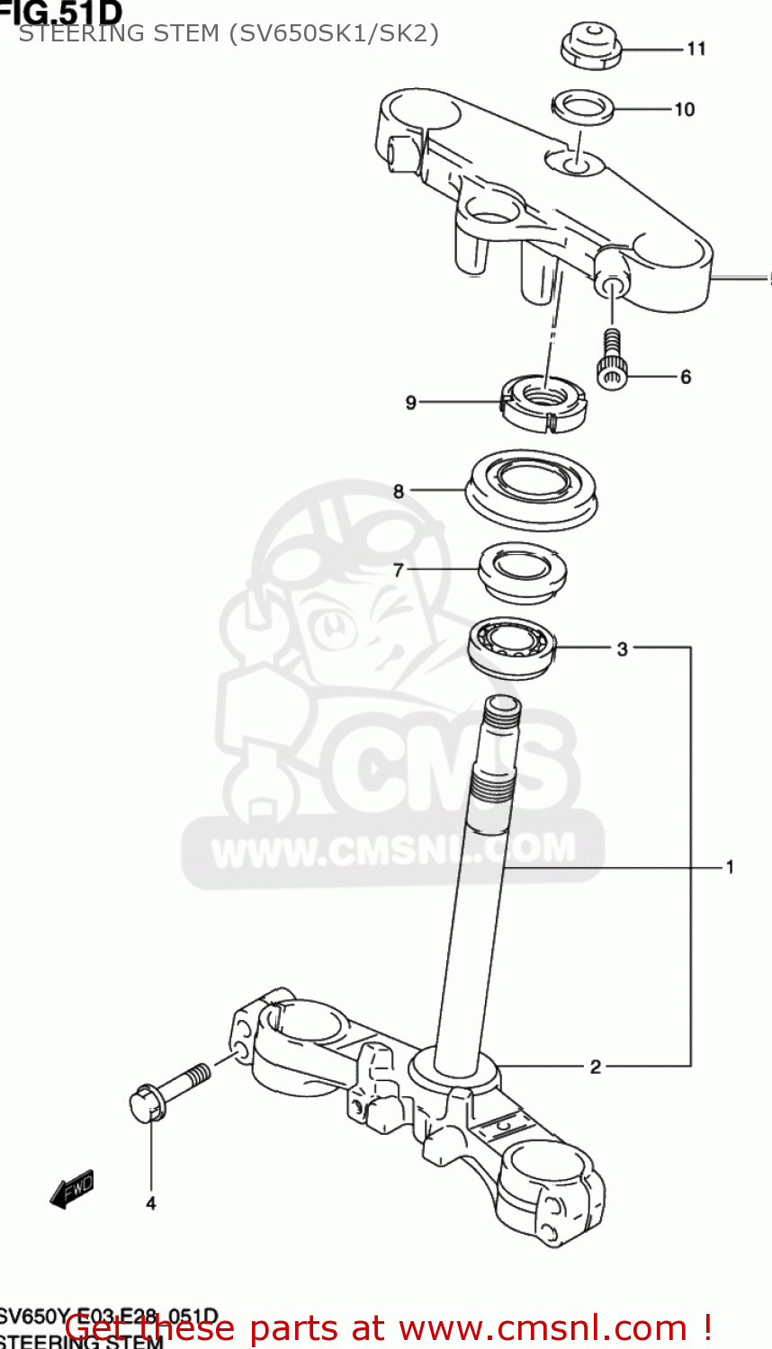 STEERING STEM (SV650SK1/SK2) SV650 2001 (K1) USA (E03)