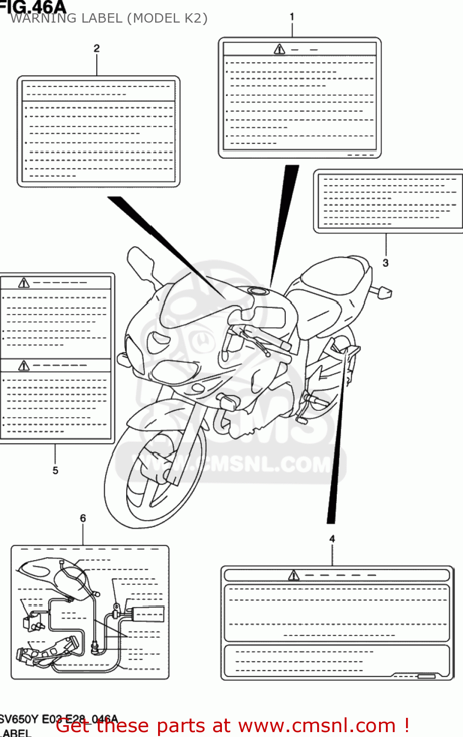 WARNING LABEL (MODEL K2) SV650 2001 (K1) USA (E03)