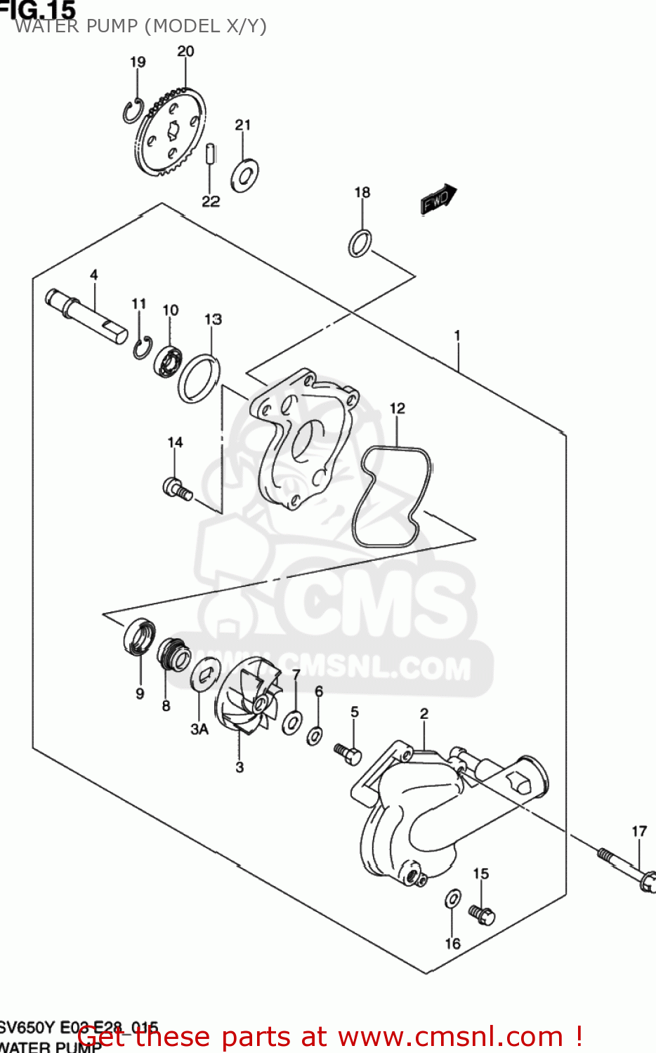 WATER PUMP (MODEL X/Y) SV650 2001 (K1) USA (E03)