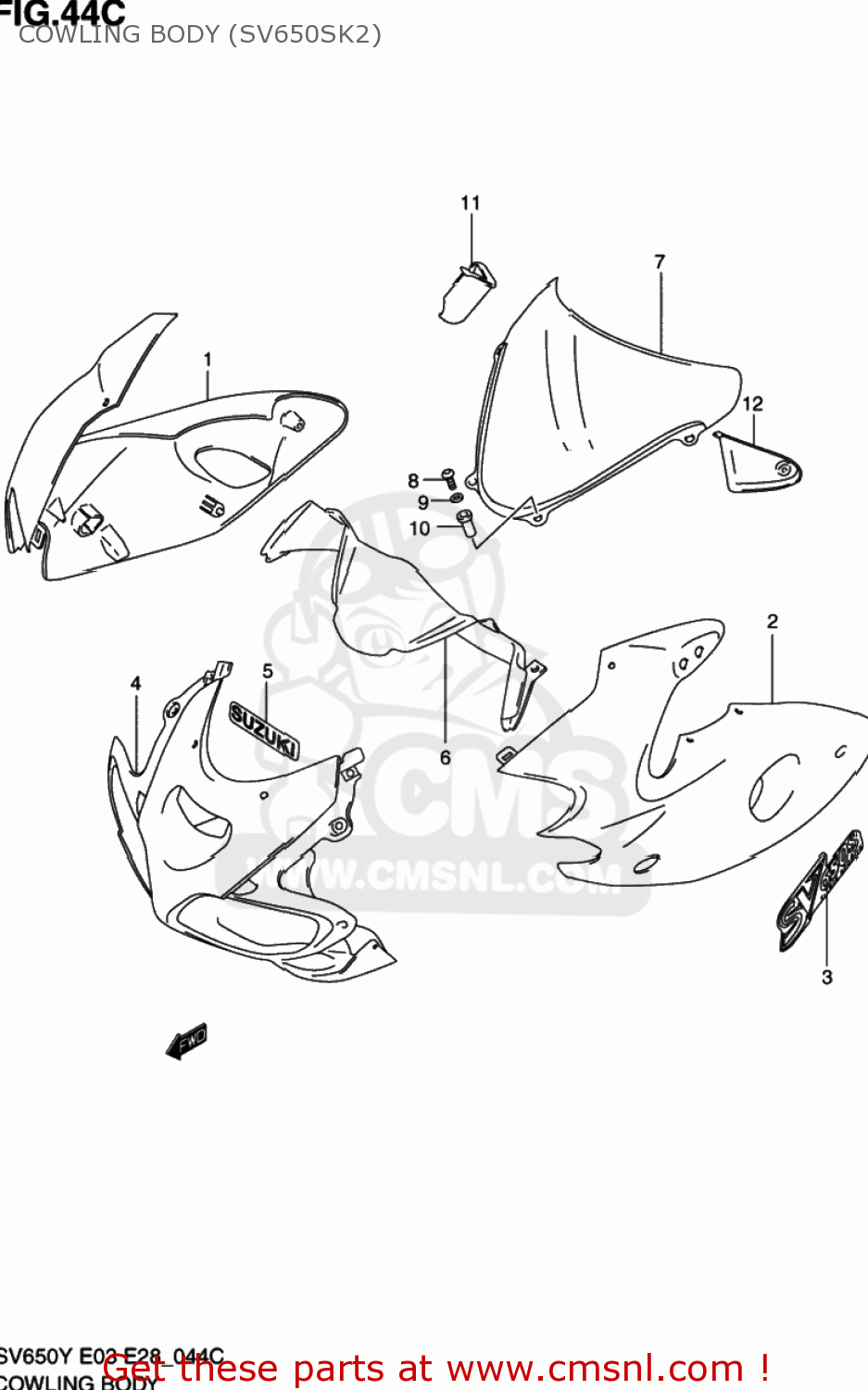 COWLING BODY (SV650SK2) SV650 2002 (K2) USA (E03)