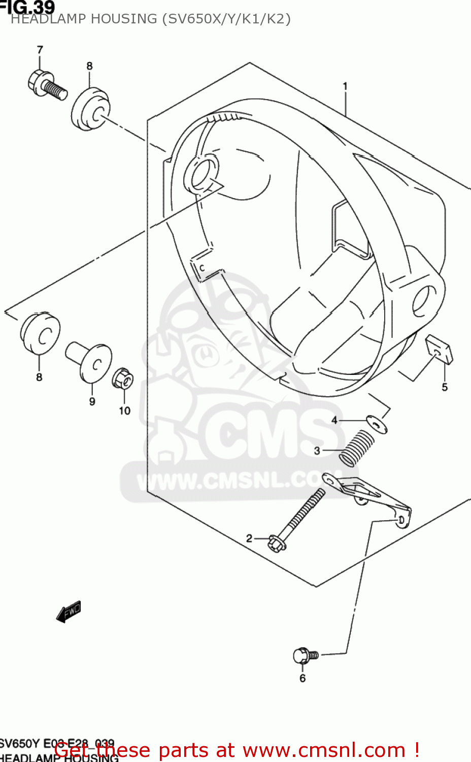 HEADLAMP HOUSING (SV650X/Y/K1/K2) SV650 2002 (K2) USA (E03)