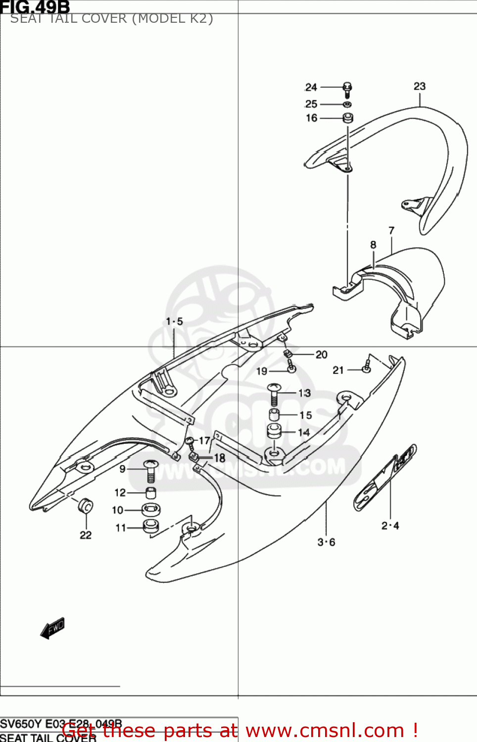 SEAT TAIL COVER (MODEL K2) SV650 2002 (K2) USA (E03)