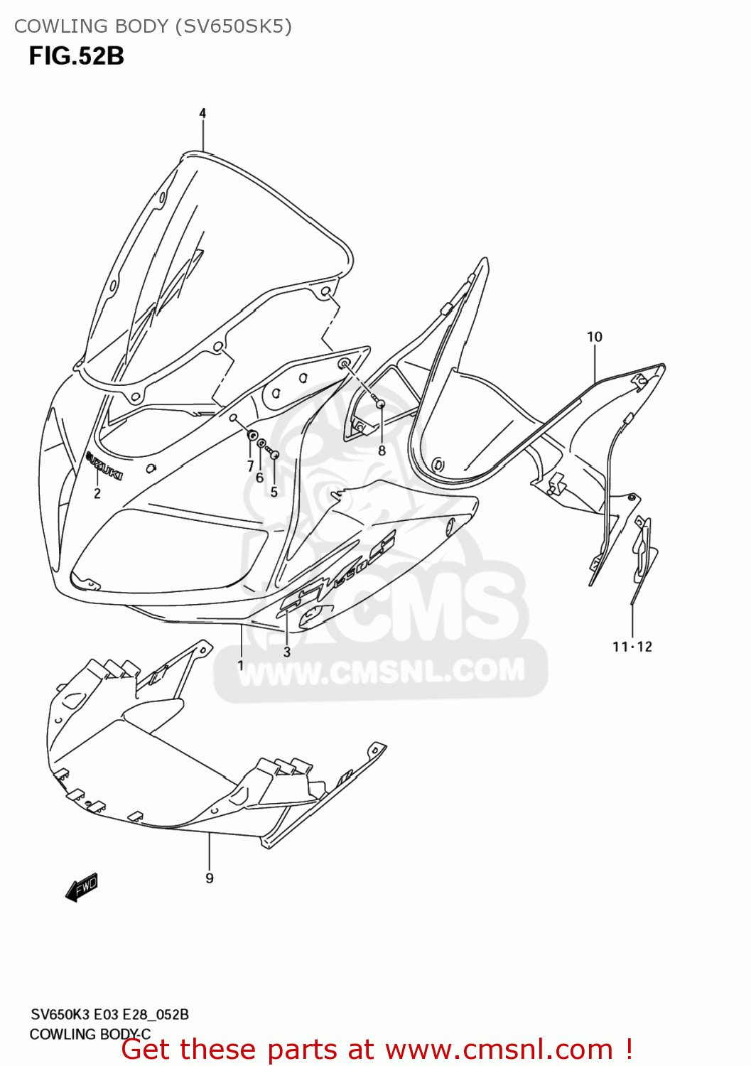 COWLING BODY (SV650SK5) SV650 2003 (K3) USA (E03)