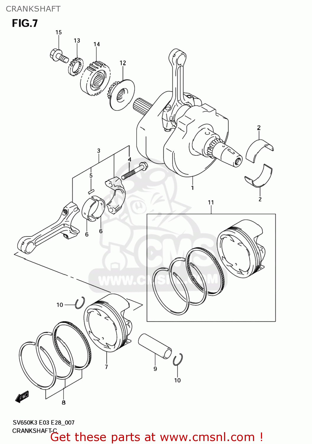 CRANKSHAFT SV650 2003 (K3) USA (E03)
