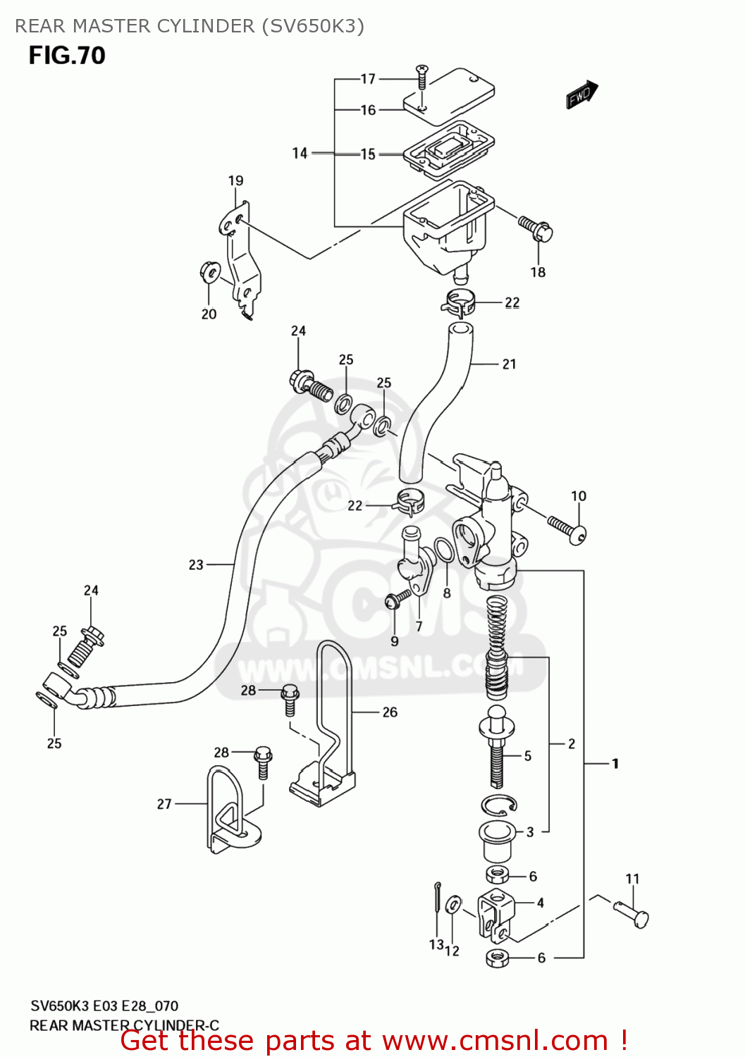 REAR MASTER CYLINDER (SV650K3) SV650 2003 (K3) USA (E03)