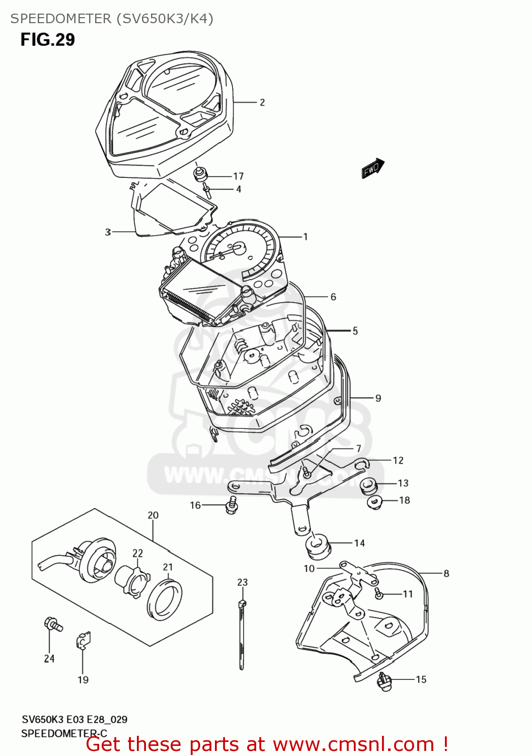 SPEEDOMETER (SV650K3/K4) SV650 2003 (K3) USA (E03)