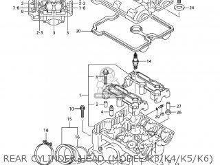 REAR CYLINDER HEAD (MODEL K3/K4/K5/K6) - SV650 2003 (K3) USA (E03)