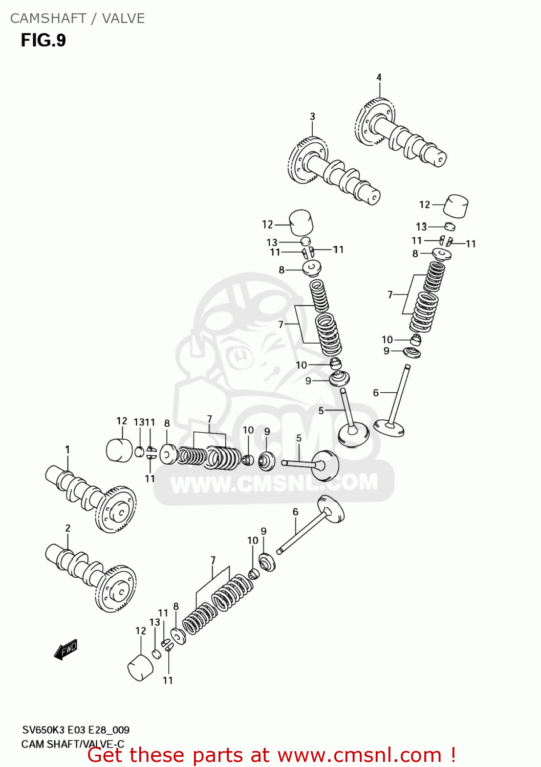 CAMSHAFT / VALVE SV650 2004 (K4) USA (E03)