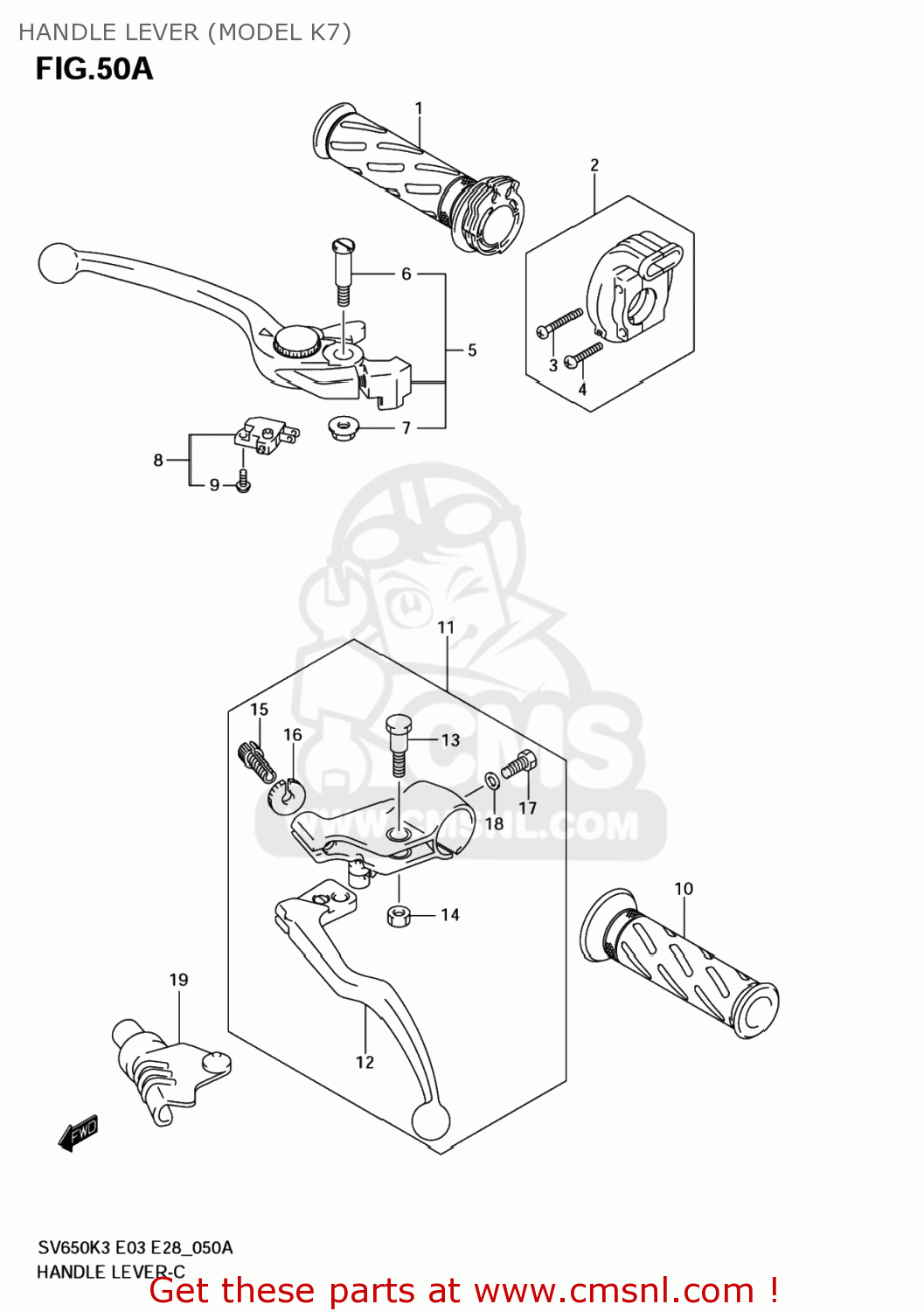 HANDLE LEVER (MODEL K7) SV650 2004 (K4) USA (E03)
