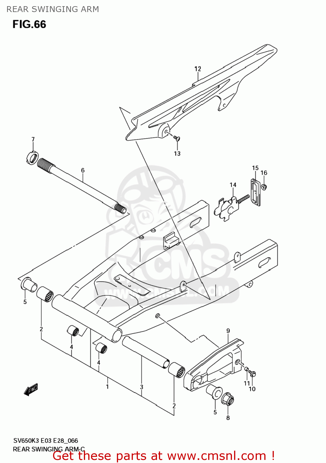 REAR SWINGING ARM SV650 2004 (K4) USA (E03)