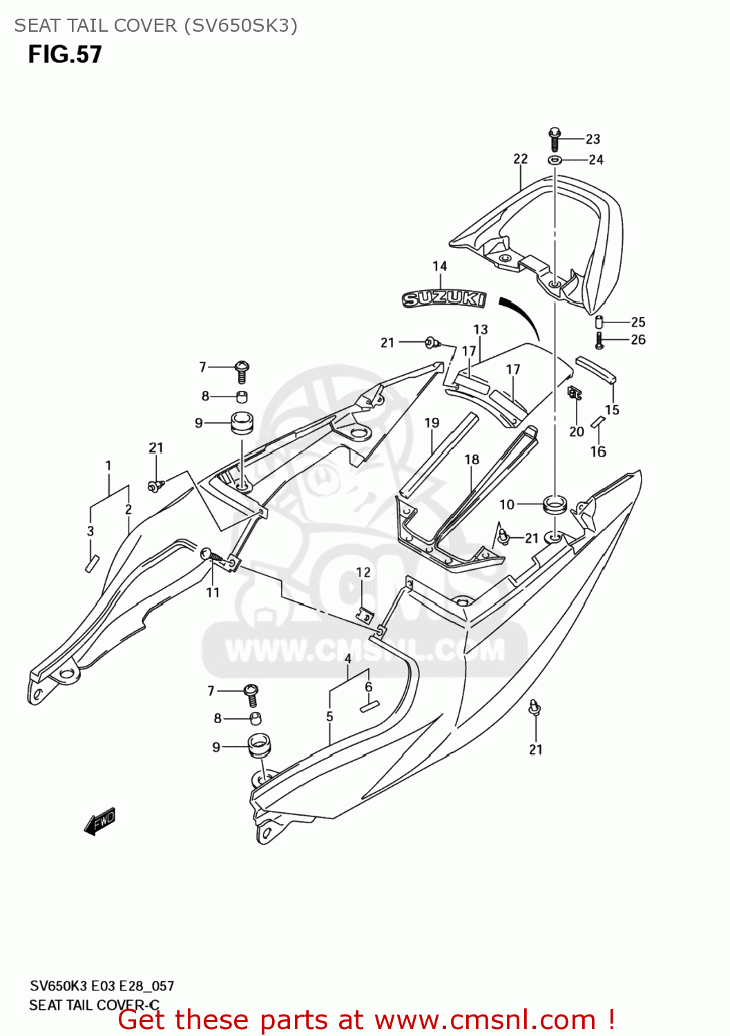 SEAT TAIL COVER (SV650SK3) SV650 2004 (K4) USA (E03)