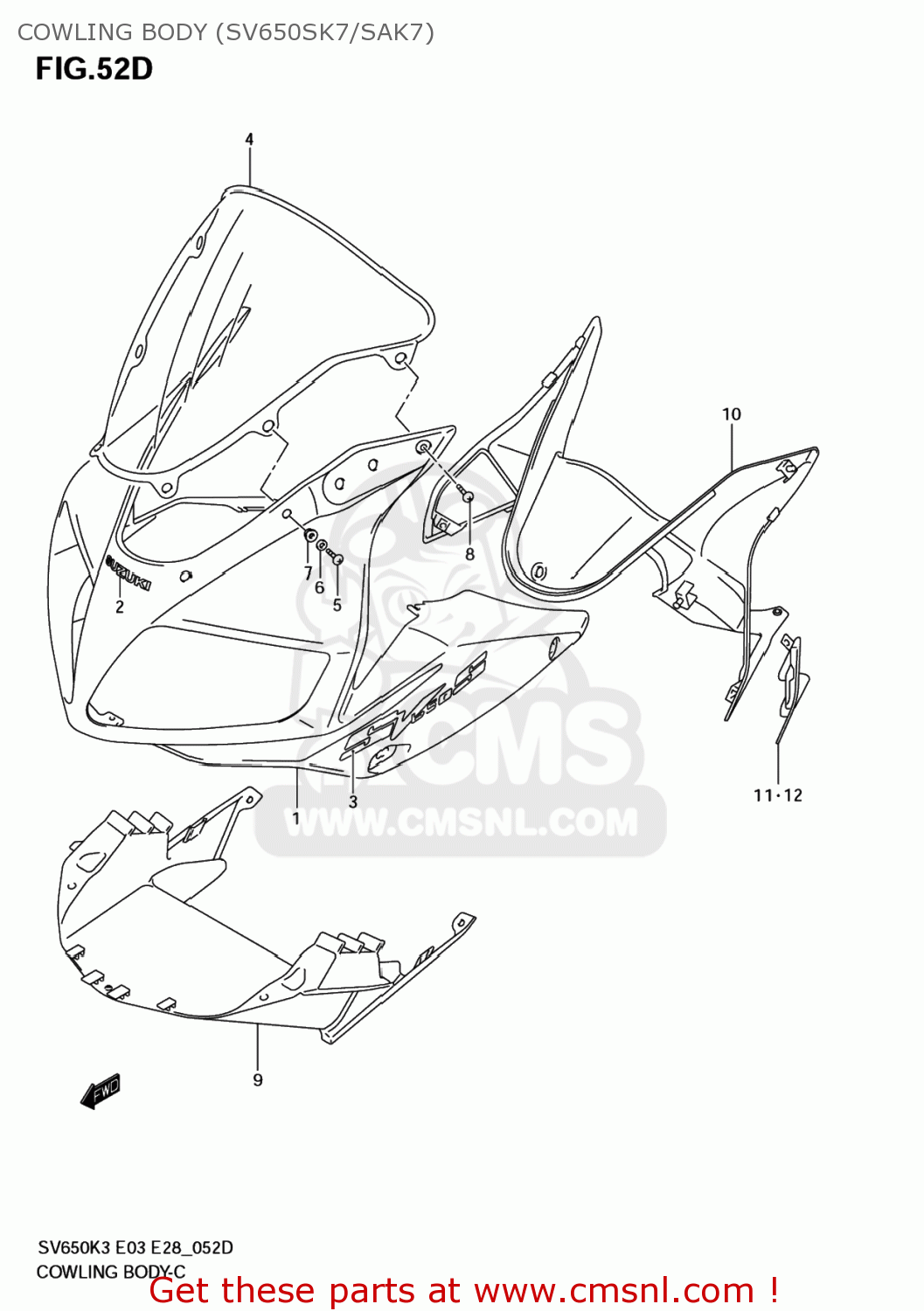 COWLING BODY (SV650SK7/SAK7) SV650 2005 (K5) USA (E03)