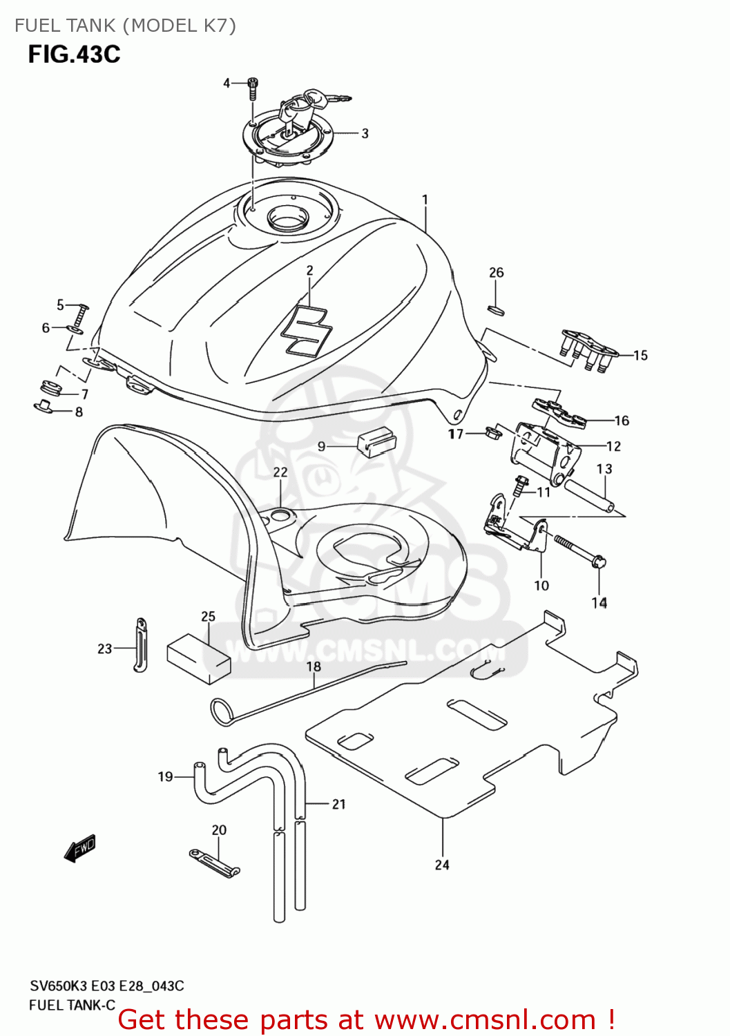 FUEL TANK (MODEL K7) SV650 2005 (K5) USA (E03)