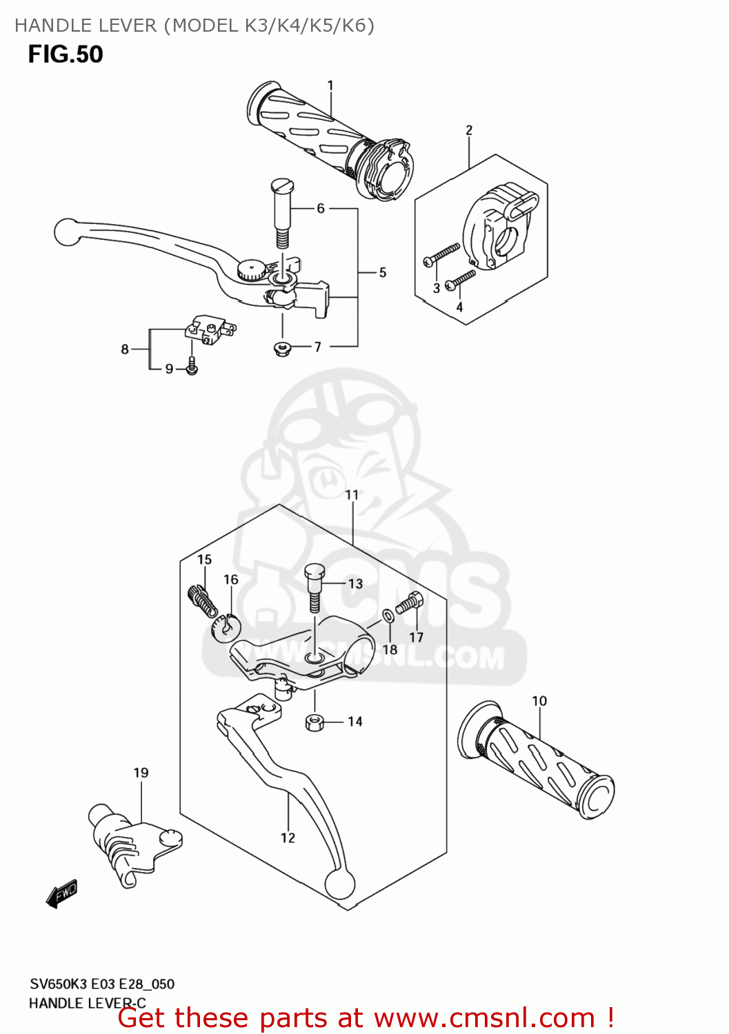 HANDLE LEVER (MODEL K3/K4/K5/K6) SV650 2005 (K5) USA (E03)