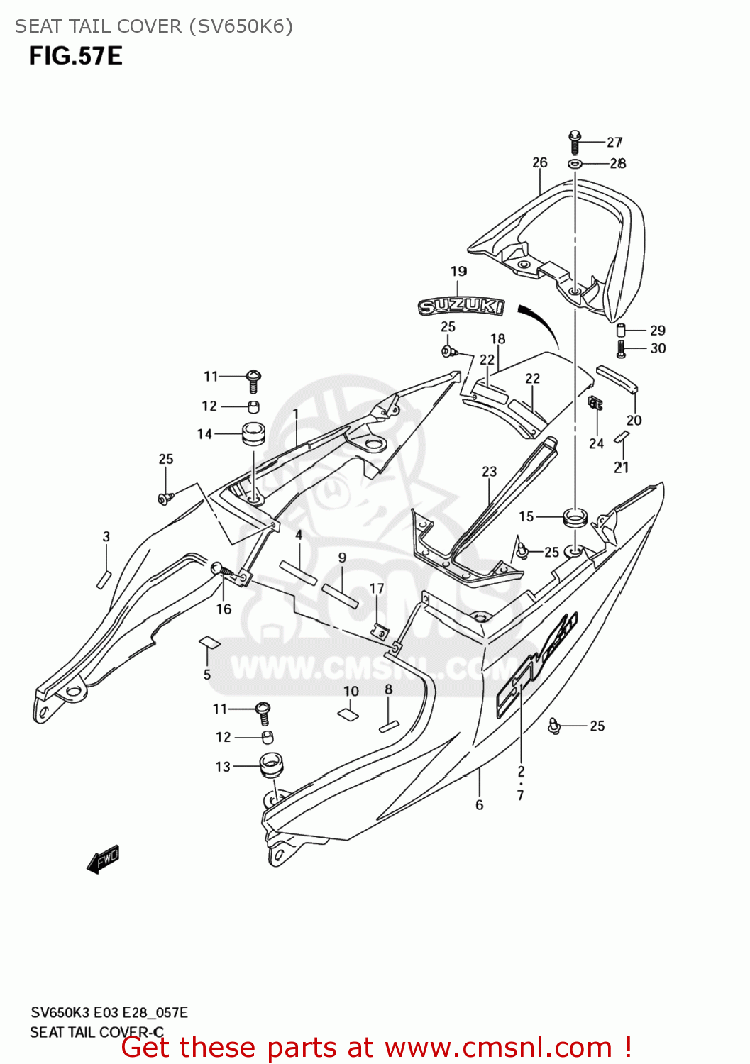 SEAT TAIL COVER (SV650K6) SV650 2005 (K5) USA (E03)