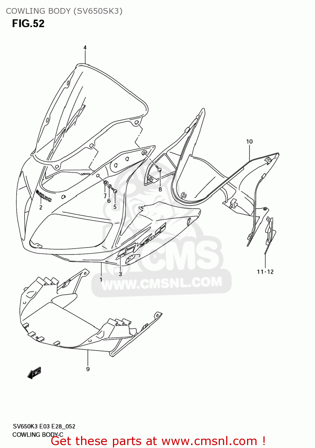 COWLING BODY (SV650SK3) SV650 2006 (K6) USA (E03)