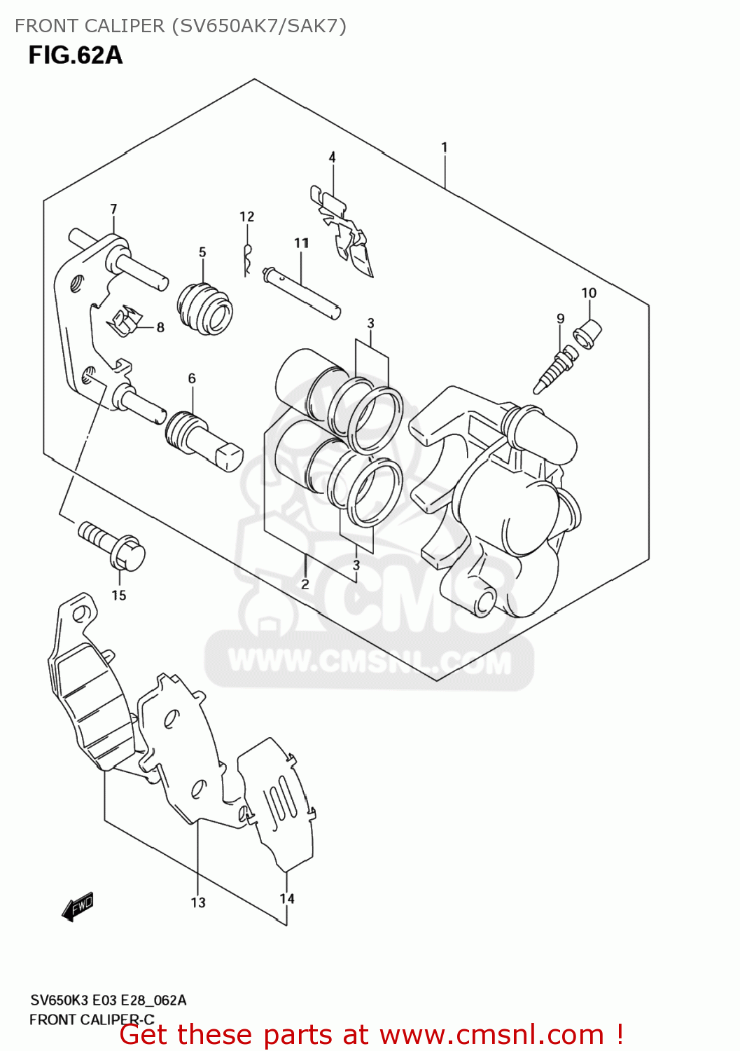 FRONT CALIPER (SV650AK7/SAK7) SV650 2006 (K6) USA (E03)