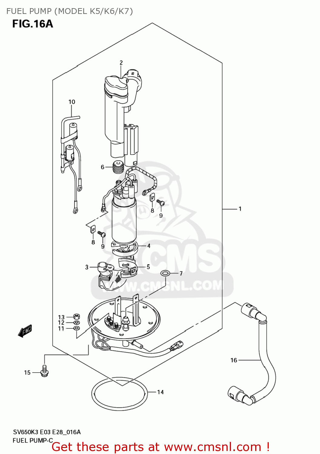 FUEL PUMP (MODEL K5/K6/K7) SV650 2006 (K6) USA (E03)