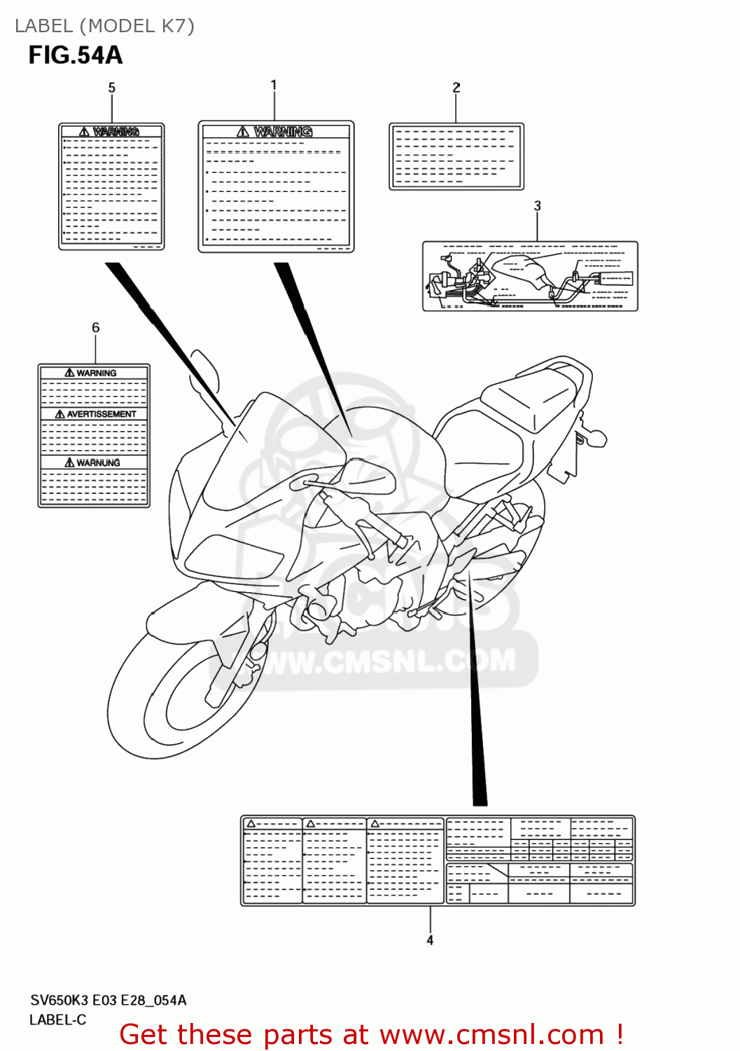 LABEL (MODEL K7) SV650 2006 (K6) USA (E03)