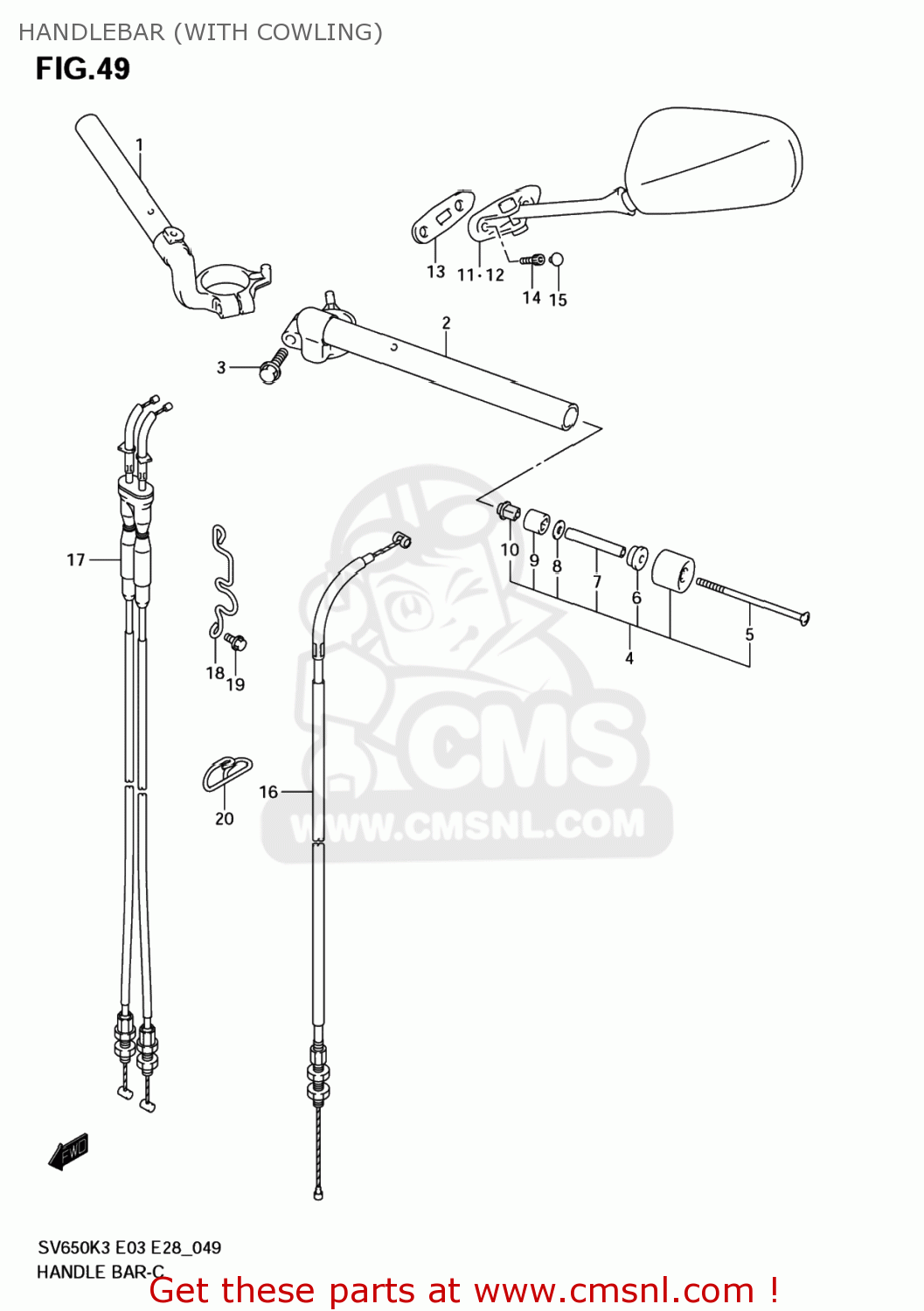 HANDLEBAR (WITH COWLING) SV650 2007 (K7) USA (E03)
