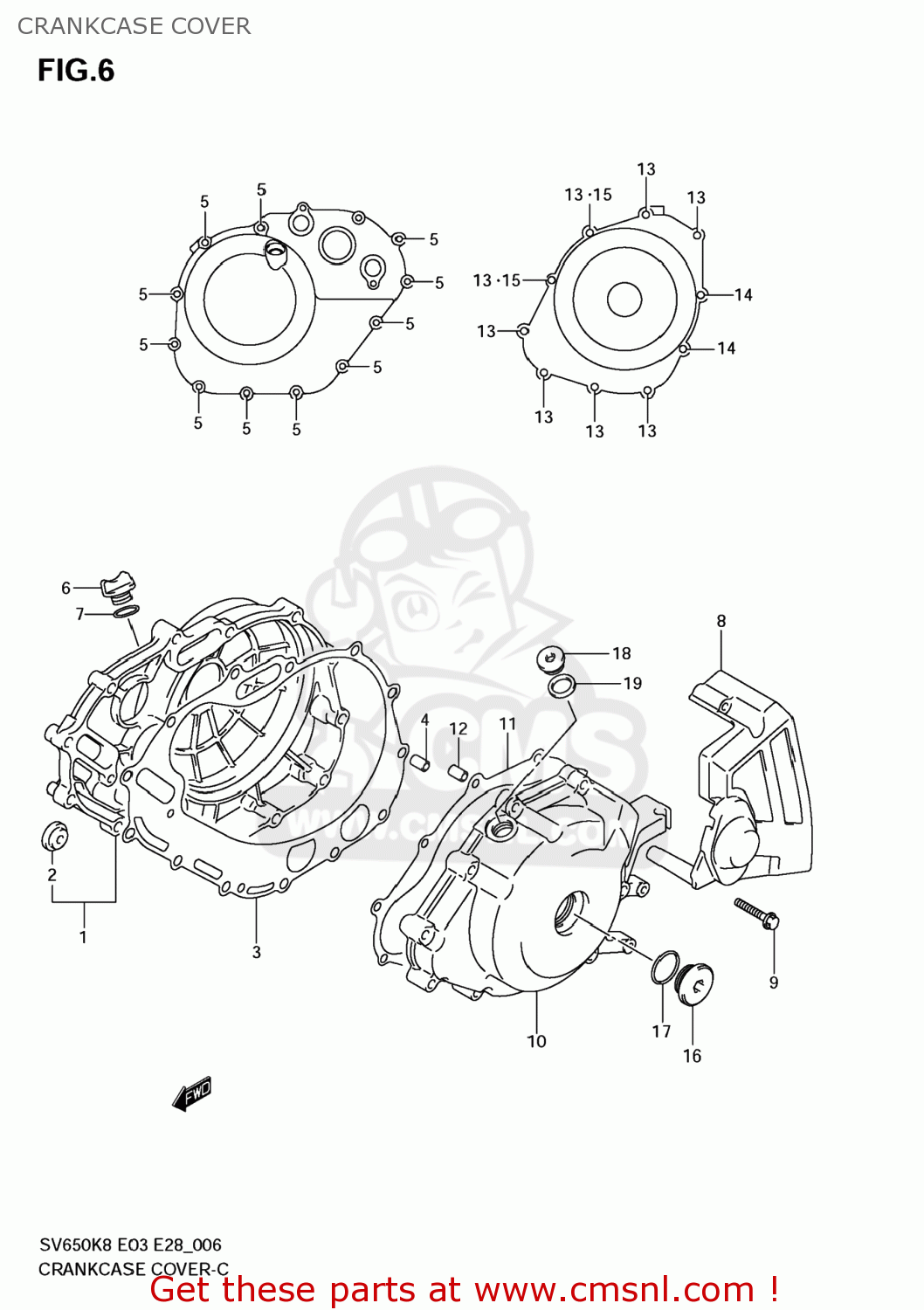 CRANKCASE COVER SV650 2008 (K8) USA (E03)