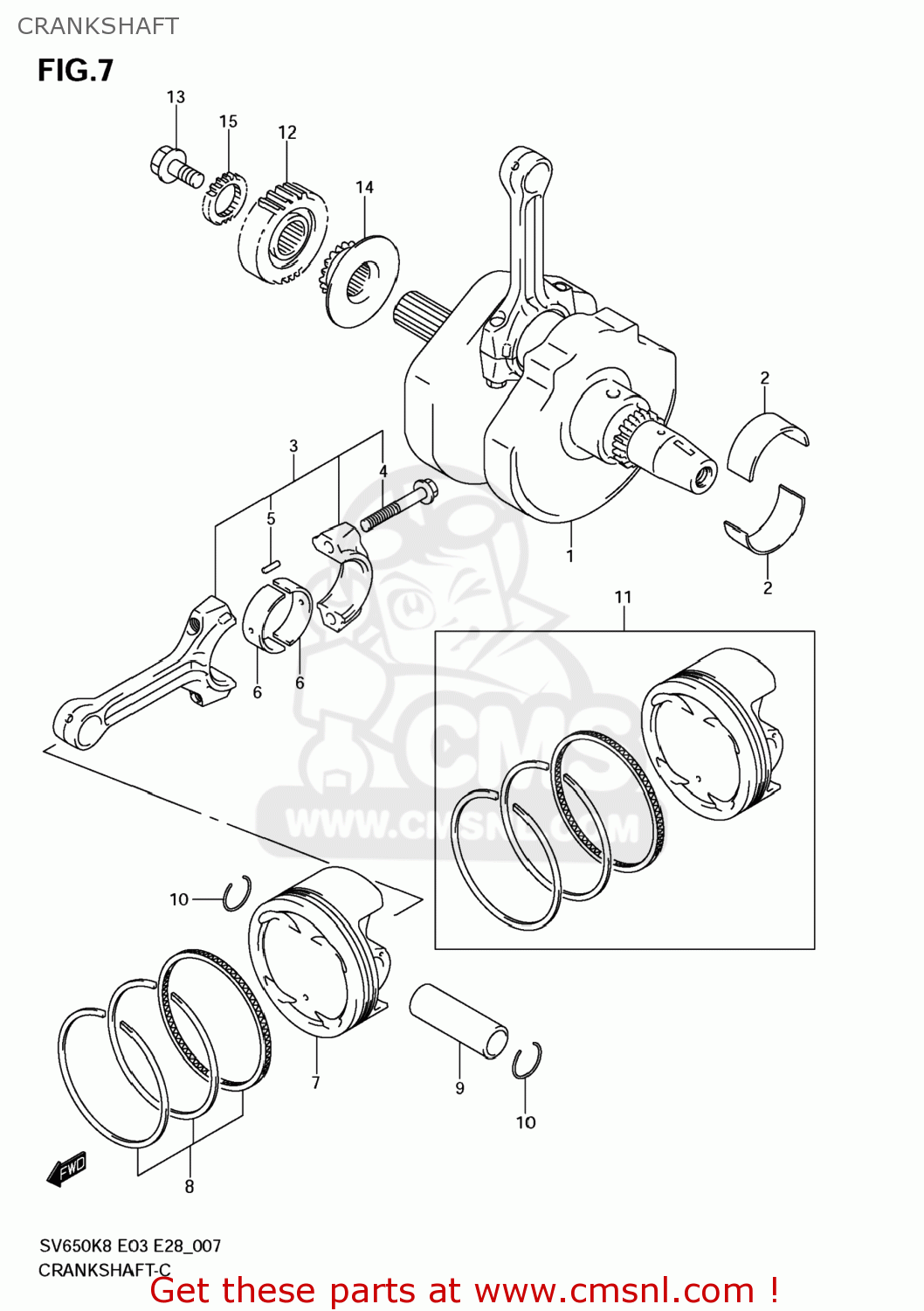 CRANKSHAFT SV650 2008 (K8) USA (E03)
