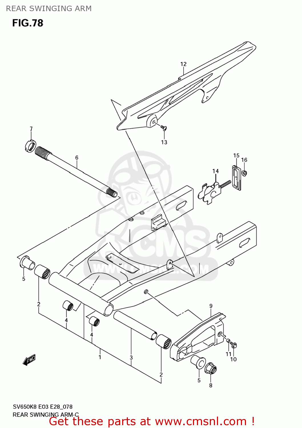 REAR SWINGING ARM SV650 2008 (K8) USA (E03)