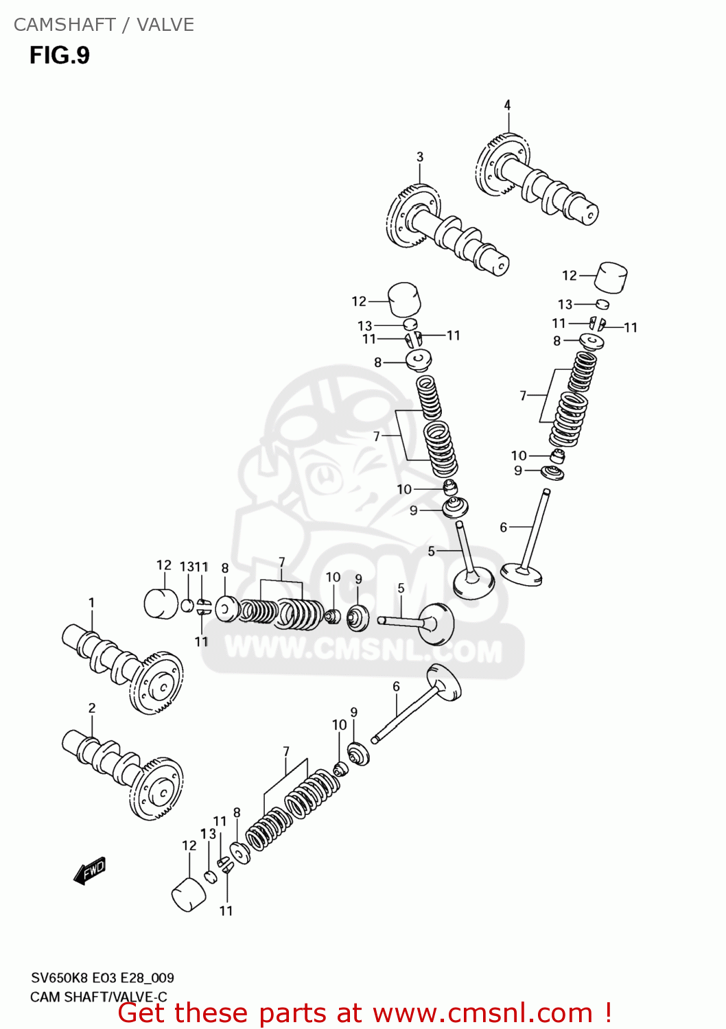 CAMSHAFT / VALVE SV650 2009 (K9) USA (E03)