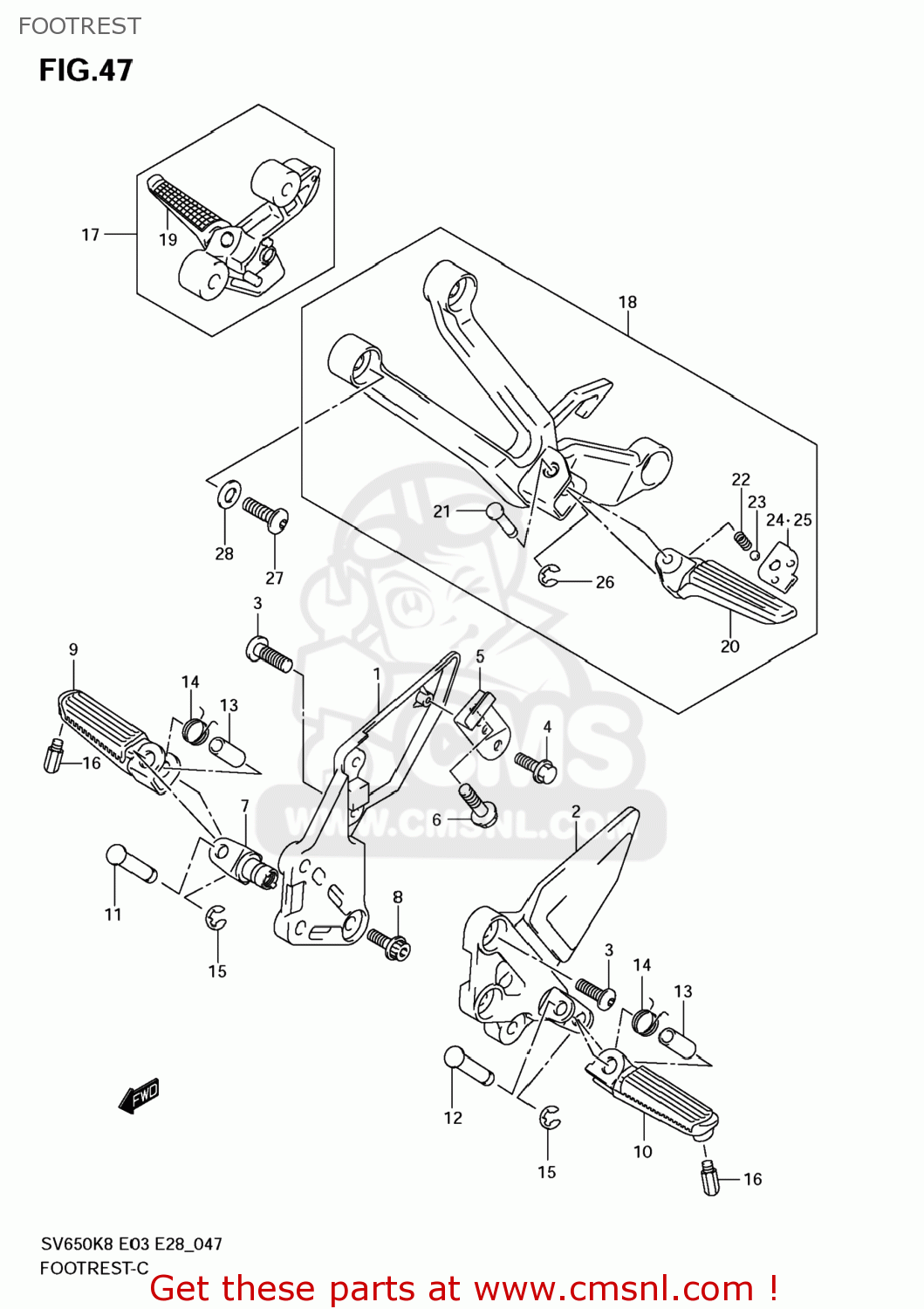 FOOTREST SV650 2009 (K9) USA (E03)