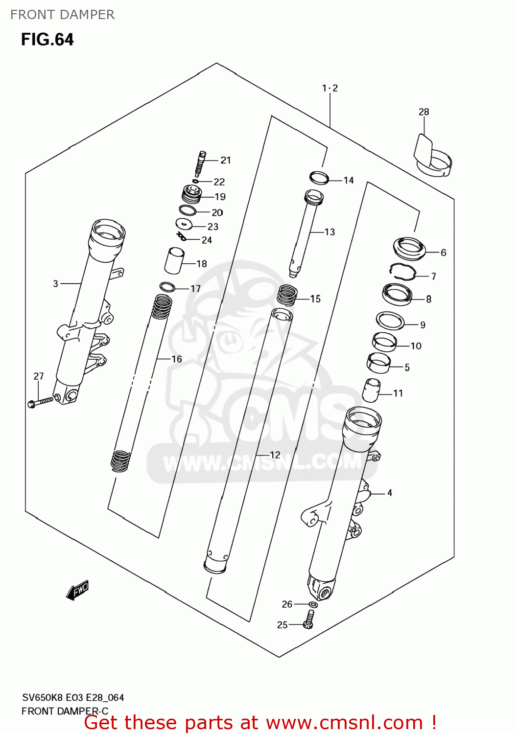 FRONT DAMPER SV650 2009 (K9) USA (E03)